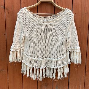 Free People | Crop Top Cable Knit Pull Over